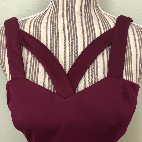 Guess Strappy Sweetheart Mini Dress Berry 6 - Picture 3 of 7